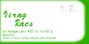 virag racs business card